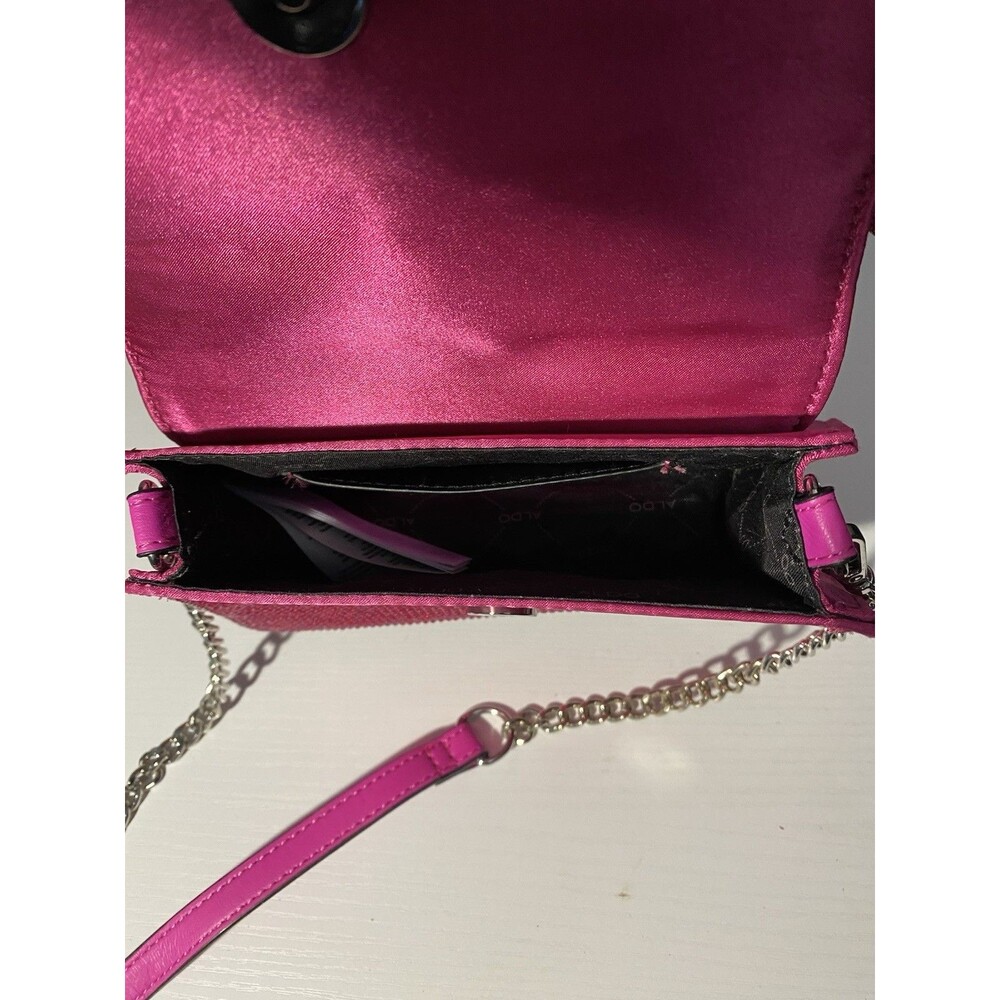 ALDO Hot Pink Rhinestone Handbag Mini Top Handle Bag With Chain Crossbody Strap - Picture 11 of 14